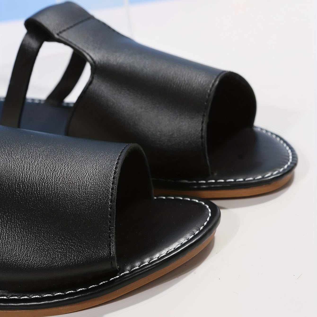 Womens Comfortable Casual Slippers - Stylish Black Open Toe Non-Slip Slides - Durable Outdoor & Beach Ready, Quick-Dry Slip-On Shoes