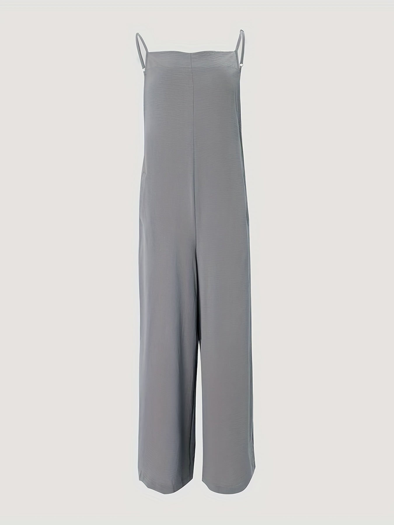 Flattering Wide Leg Spaghetti Strap Jumpsuit - Sleeveless & Solid, Casual Comfort for All-Day Wear - Womens Fashion Overalls, Versatile Wardrobe Staple