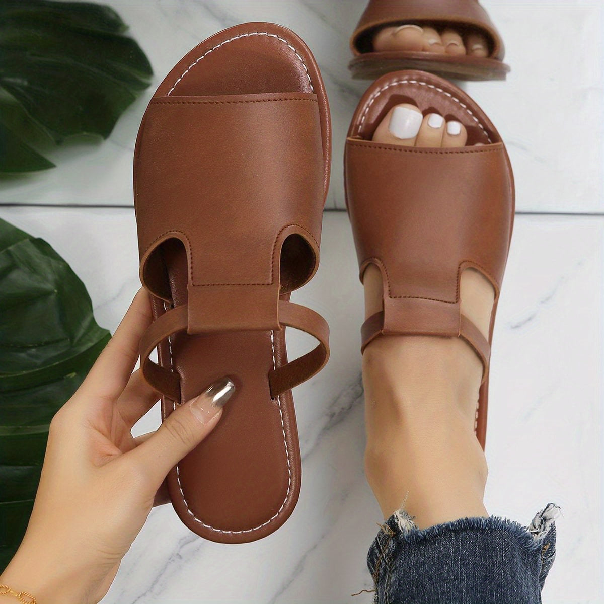 Womens Comfortable Casual Slippers - Stylish Black Open Toe Non-Slip Slides - Durable Outdoor & Beach Ready, Quick-Dry Slip-On Shoes
