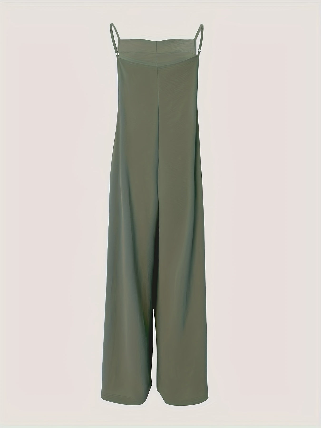 Flattering Wide Leg Spaghetti Strap Jumpsuit - Sleeveless & Solid, Casual Comfort for All-Day Wear - Womens Fashion Overalls, Versatile Wardrobe Staple