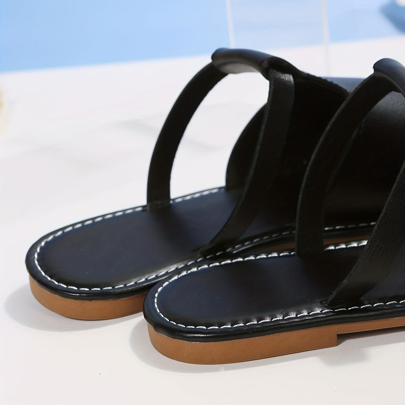 Womens Comfortable Casual Slippers - Stylish Black Open Toe Non-Slip Slides - Durable Outdoor & Beach Ready, Quick-Dry Slip-On Shoes