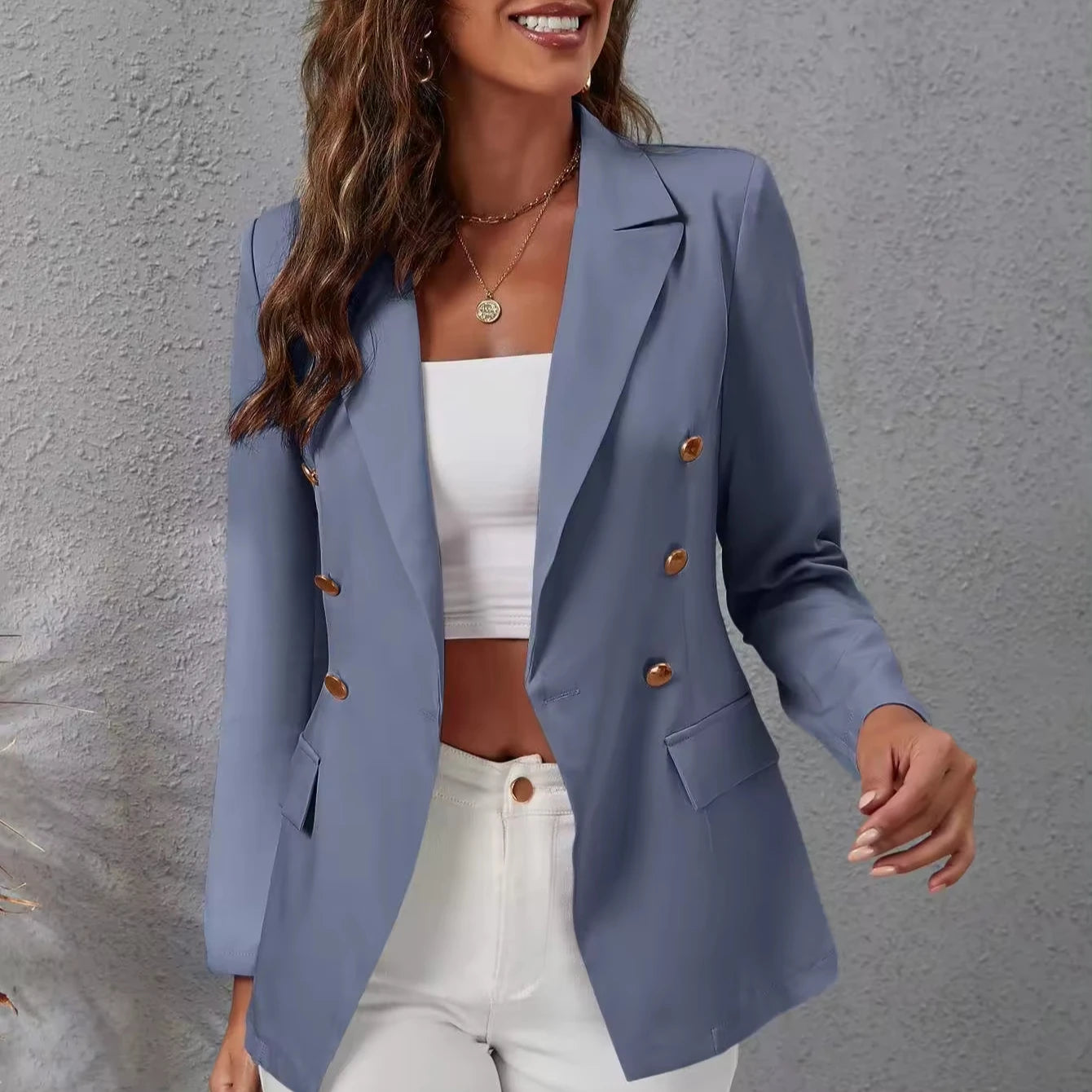 Women Suit Coat Clothing Apparel Spring New Arrival Fashion Business Long Sleeve Button Office Lady Tops Cardigan Casual Jacket