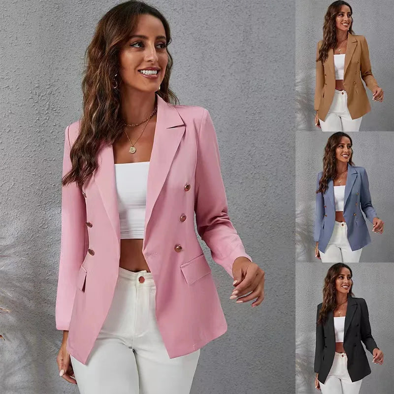 Women Suit Coat Clothing Apparel Spring New Arrival Fashion Business Long Sleeve Button Office Lady Tops Cardigan Casual Jacket