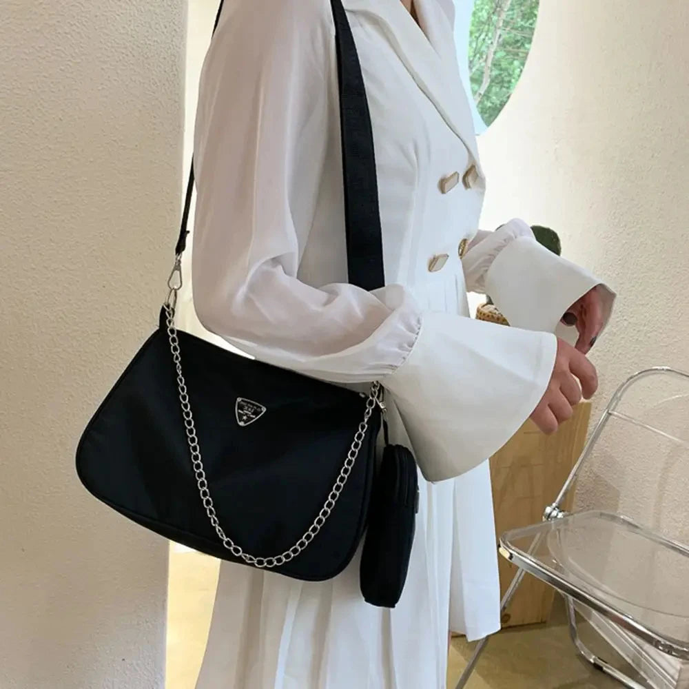 Nylon Crossbody Bag For Women Fashion Portable Casual Underarm Bag Students Cross Body Bag