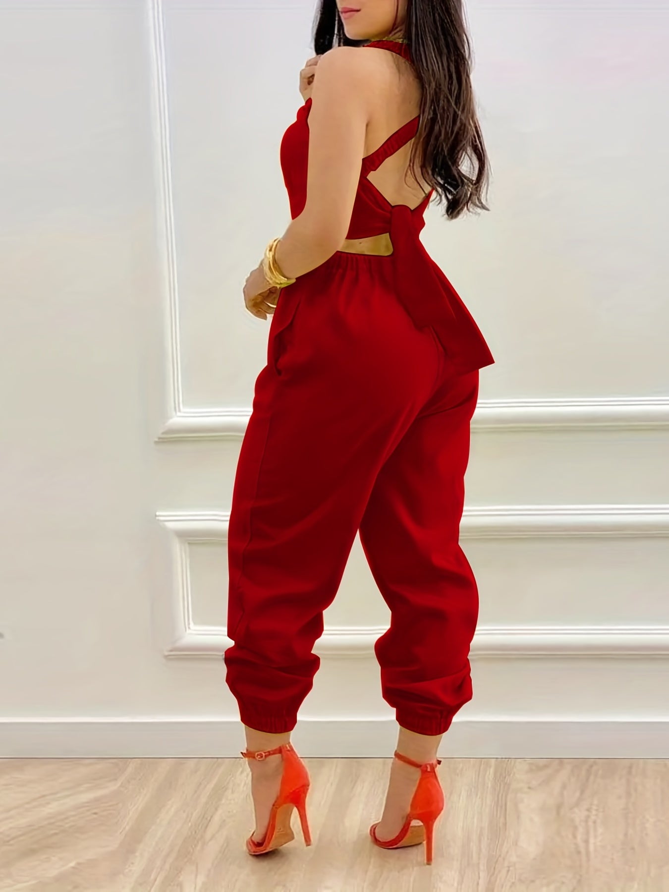 Chic Backless Sleeveless Jumpsuit with Slant Pockets - Perfect for Spring & Summer - Fashionable Womens Casual Wear