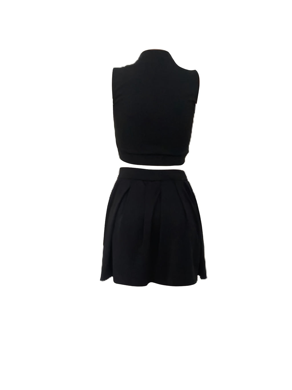 Chic Mock Neck Crop Tank & High Waist Skirt Set - Fashionable Button Detail, Womens Casual Two-piece Outfit for Everyday Glamour
