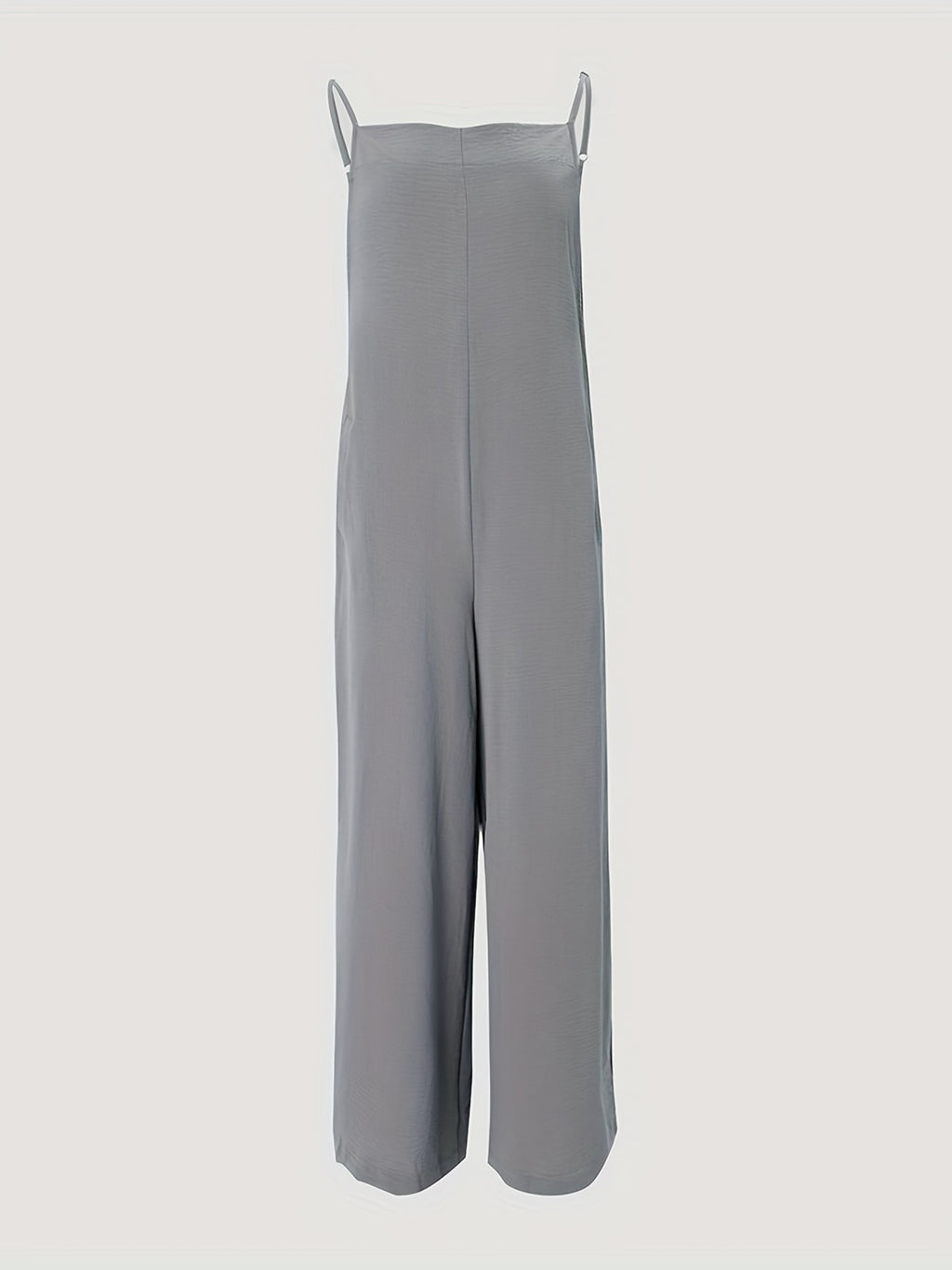 Flattering Wide Leg Spaghetti Strap Jumpsuit - Sleeveless & Solid, Casual Comfort for All-Day Wear - Womens Fashion Overalls, Versatile Wardrobe Staple