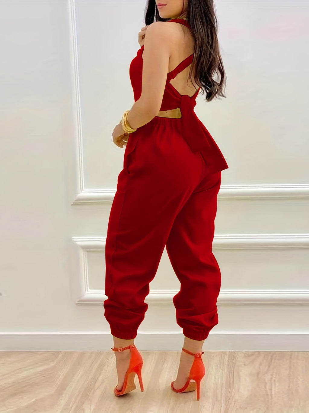 Chic Backless Sleeveless Jumpsuit with Slant Pockets - Perfect for Spring & Summer - Fashionable Womens Casual Wear